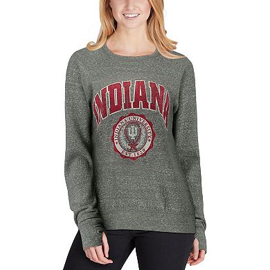 Women's Pressbox Heathered Gray Indiana Hoosiers Edith Vintage Knobi Pullover Sweatshirt