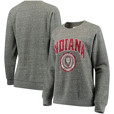 Women's Pressbox Heathered Gray Indiana Hoosiers Edith Vintage Knobi Pullover Sweatshirt