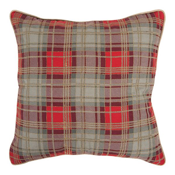 Rizzy Home T07973 Decorative Pillow Red/Metallic/White 18X18