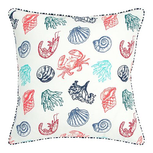 Rizzy Home Shells Coral Throw Pillow