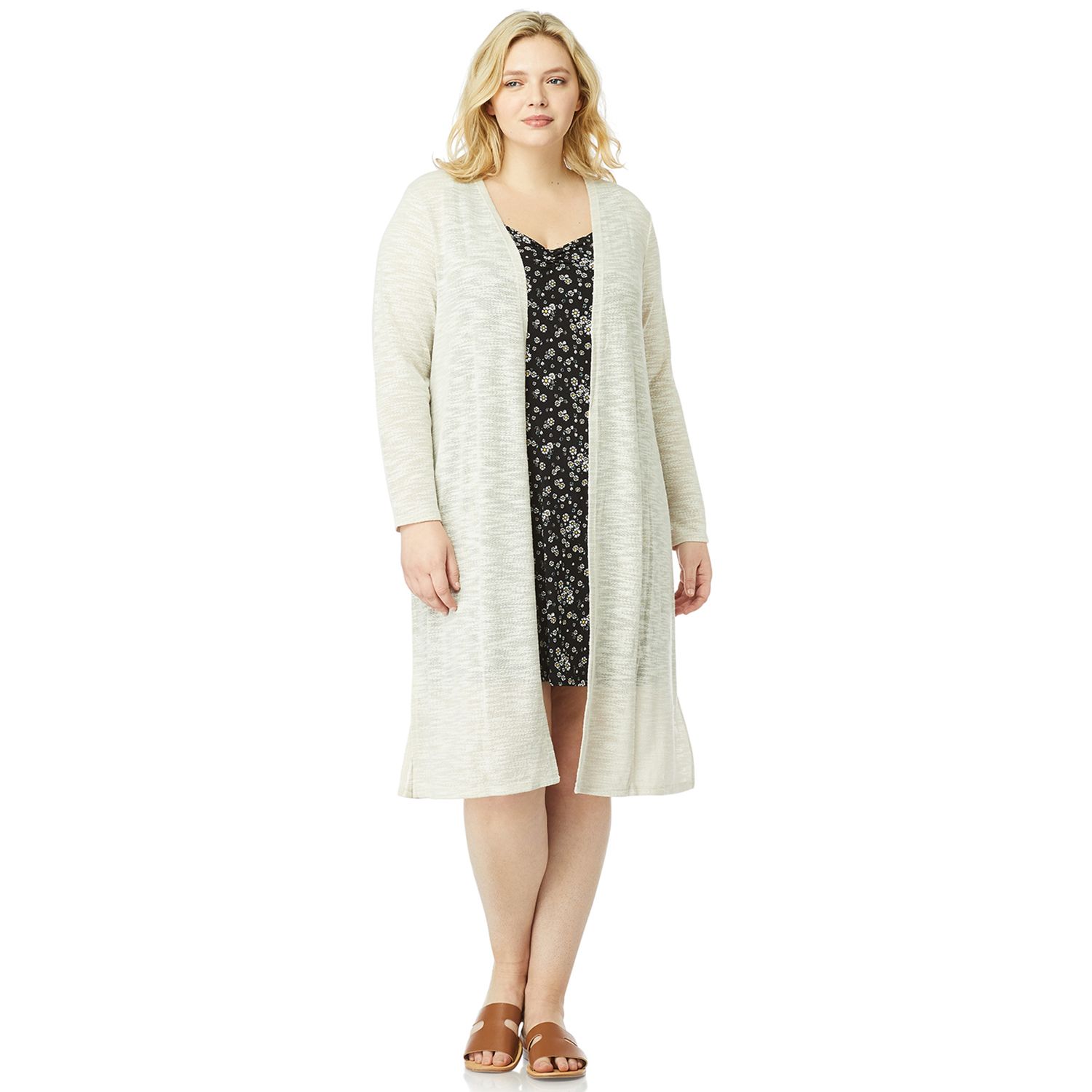 a line dress with cardigan