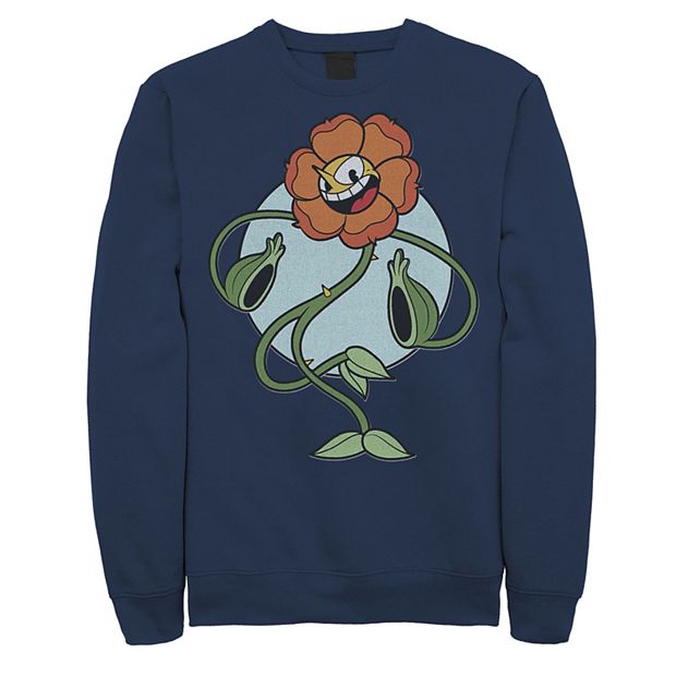 Men's Cuphead Cagney Flower Pose Graphic Fleece Pullover