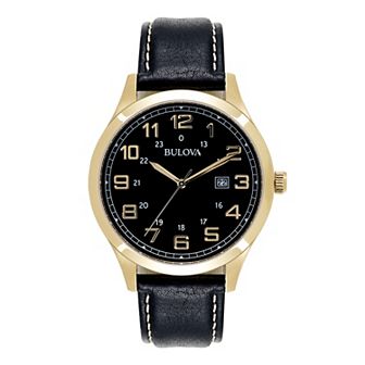 Bulova Men's Leather Strap Watch - 97B181