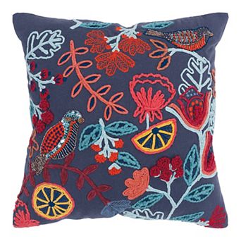 Rizzy Home Betty Birdie Embroidery Throw Pillow