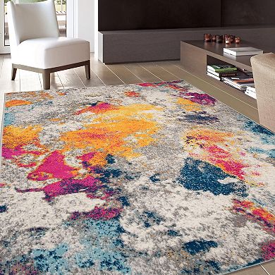 World Rug Gallery Sky Abstract Multi Rug