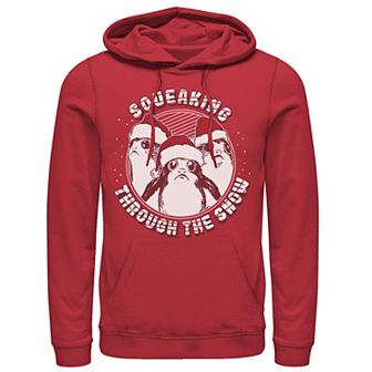 Men's Star Wars Porg Squeaking Through Snow Christmas Graphic Hoodie