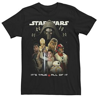Men's Star Wars Rey Kylo Ren Episode 7 Cast Poster Graphic Tee