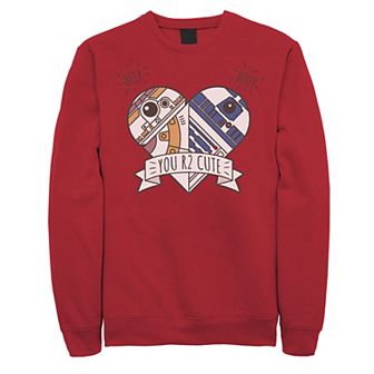 Men's Star Wars Valentines You R2 Cute Heart Droids Graphic Fleece Pullover