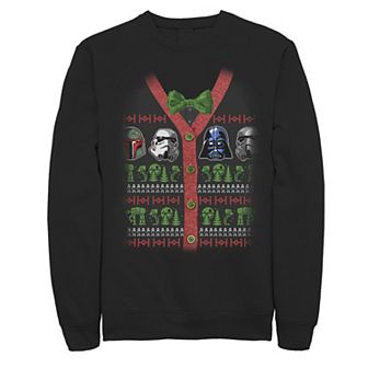 Men's Star Wars Villain Helmet Ugly Christmas Sweater Graphic Fleece Pullover
