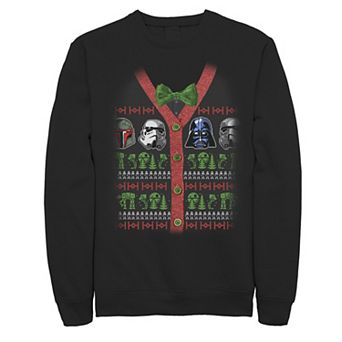 Men's Star Wars Villain Helmet Ugly Christmas Sweater Graphic Fleece Pullover