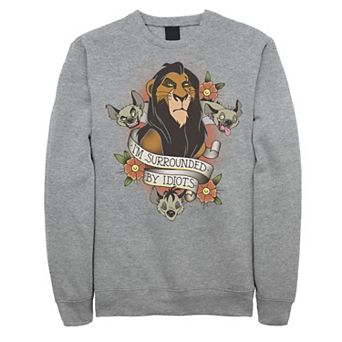 Disney's The Lion King Men's Scar With Hyenas Surrounded By Idiots Graphic Fleece Pullover