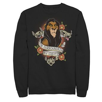 Disney's The Lion King Men's Scar With Hyenas Surrounded By Idiots Graphic Fleece Pullover