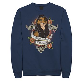 Disney's The Lion King Men's Scar With Hyenas Surrounded By Idiots Graphic Fleece Pullover