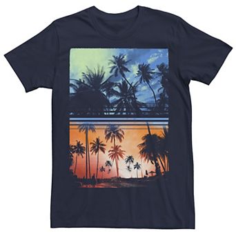 Men's Day And Night Beach Scene Graphic Tee