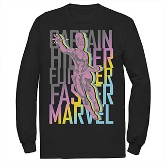 Men's Marvel Captain Marvel Flying Color Grade Word Stack Long Sleeve Graphic Tee