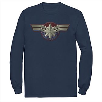 Men's Marvel Captain Marvel Movie Chest Symbol Long Sleeve Graphic Tee