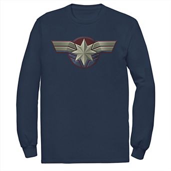 Men's Marvel Captain Marvel Movie Chest Symbol Long Sleeve Graphic Tee