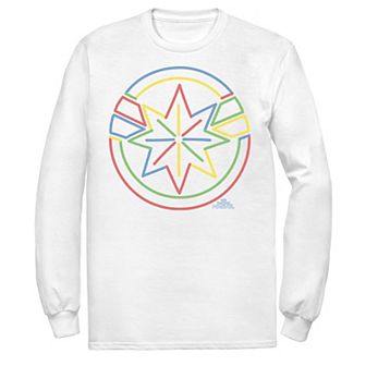 Men's Marvel Captain Marvel Colorful Star Outline Long Sleeve Graphic Tee