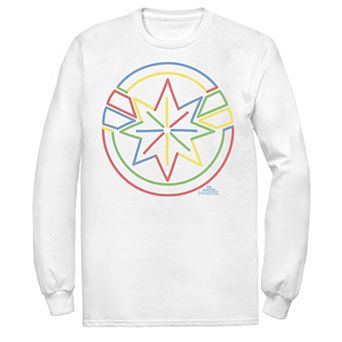 Men's Marvel Captain Marvel Colorful Star Outline Long Sleeve Graphic Tee