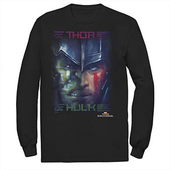 Men's Marvel Thor Ragnarok Hulk Face to Face Symmetrical Long Sleeve Graphic Tee