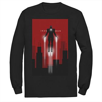 Men's Marvel Iron Man in Flight Deco Art Style Long Sleeve Graphic Tee