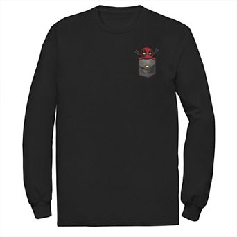 Men's Marvel Deadpool Pocket Long Sleeve Graphic Tee