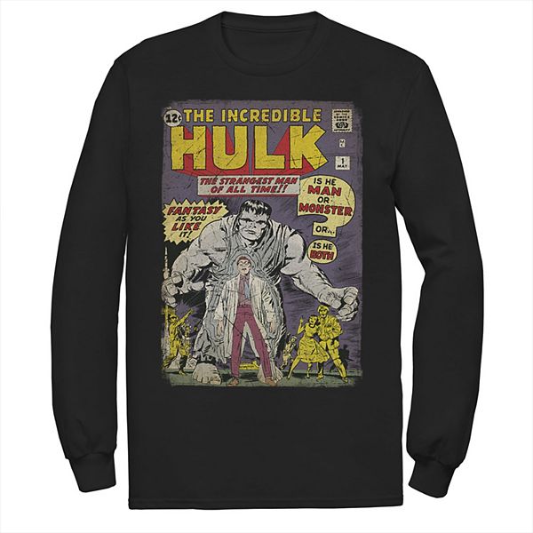 Men's Marvel The Incredible Hulk Classic Retro Comic Book Long Sleeve ...