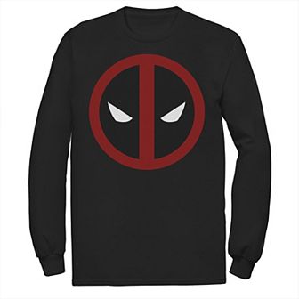 Men's Marvel Deadpool Mask Classic Long Sleeve Graphic Tee