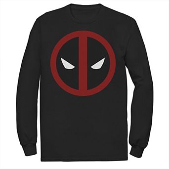 Men's Marvel Deadpool Mask Classic Long Sleeve Graphic Tee