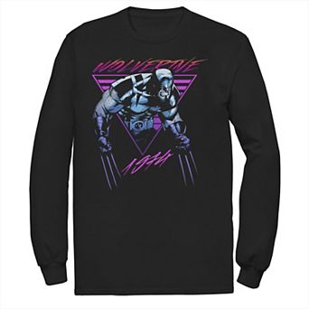 Men's Marvel X-Men Wolverine Neon Retro Logan Long Sleeve Graphic Tee
