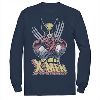 Men's Marvel X-Men Wolverine Classic Comic Vintage Long Sleeve Graphic Tee