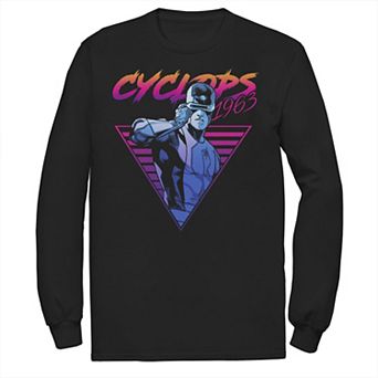 Men's Marvel X-Men Cyclops Retro Neon Triangle Long Sleeve Graphic Tee