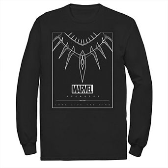 Men's Marvel Black Panther Necklace Poster Logo Long Sleeve Graphic Tee