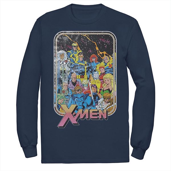 Men S Marvel X Men Classic Vintage Comic Group Shot Long Sleeve Graphic Tee
