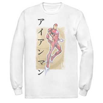 Men's Marvel Avengers Assemble Iron Man Kanji Long Sleeve Graphic Tee