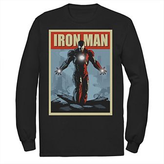 Men's Marvel Iron Man Rise From The Ashes Deco Style Long Sleeve Graphic Tee