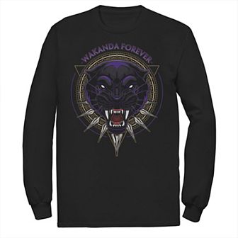 Men's Marvel Black Panther Wakanda Forever Circle Long Sleeve Graphic Tee