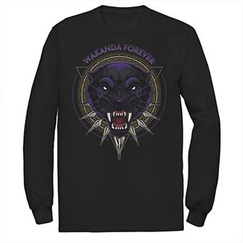 Men's Marvel Black Panther Wakanda Forever Circle Long Sleeve Graphic Tee