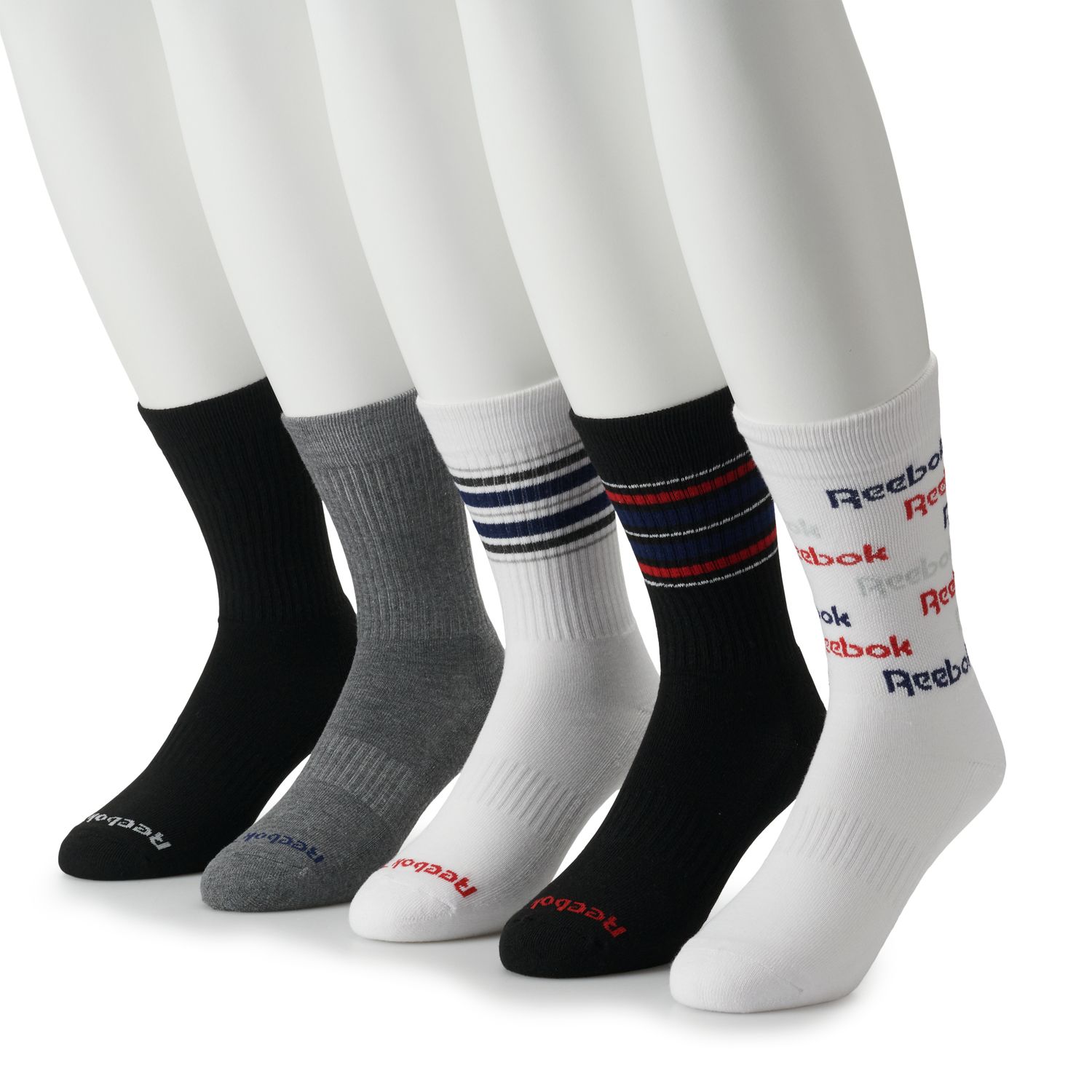 reebok 5 pack men's crew socks