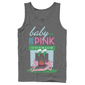 Men's Pink Panther Baby It's Cool Pink Outside Tank Top