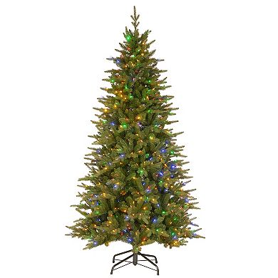 National Tree Company 7.5' Saratoga Spruce Slim Tree with Dual Color LED Lights