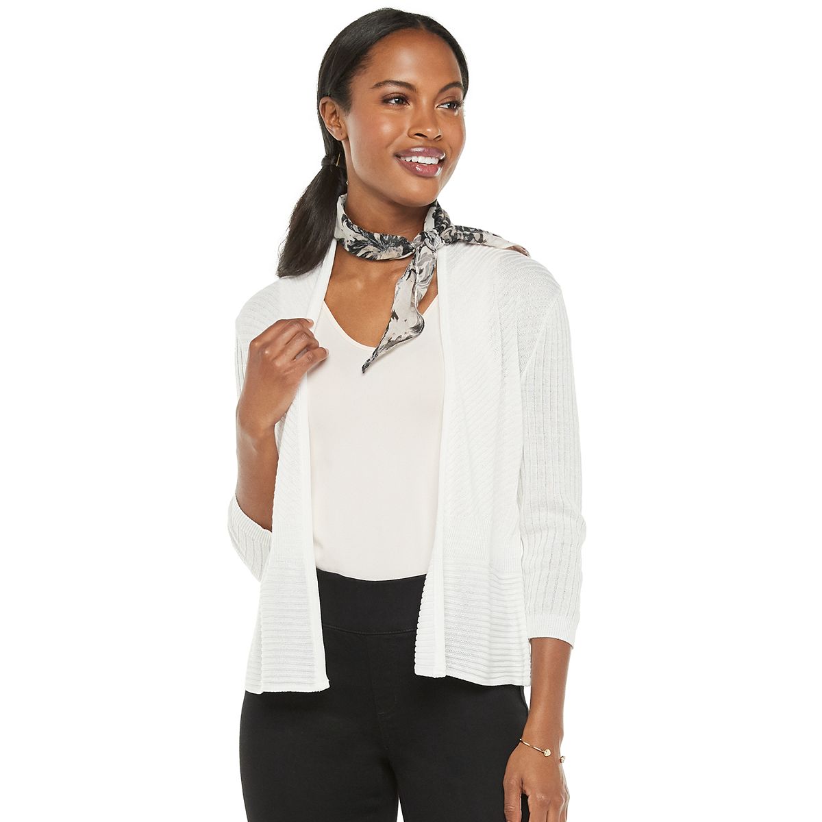 White 3/4-Sleeve top for women