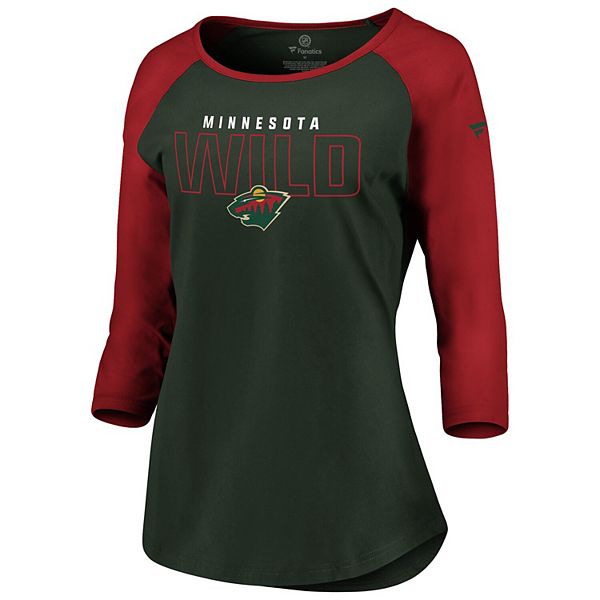 Women's Fanatics Branded Green/Red Minnesota Wild Iconic 3/4-Sleeve ...