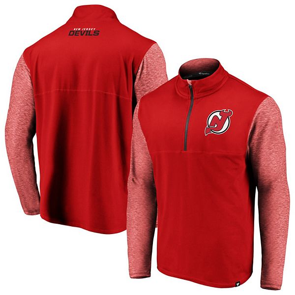 Men's Fanatics Branded Red/Heathered Red New Jersey Devils Made to Move  Quarter-Zip Pullover Jacket