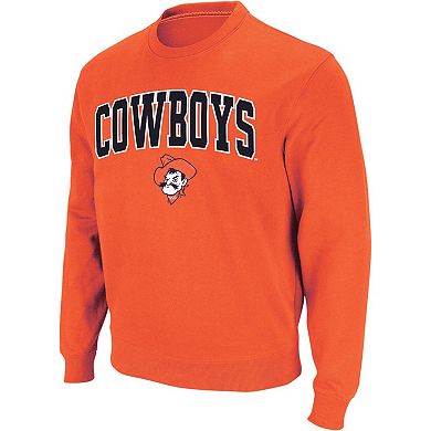 Men's Colosseum Orange Oklahoma State Cowboys Arch & Logo Crew Neck Sweatshirt