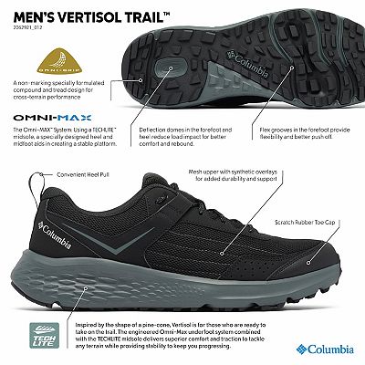 Columbia Vertisol Men\'s Trail Shoes — Black with Gray Sole Columbia Vertisol Men main image 3