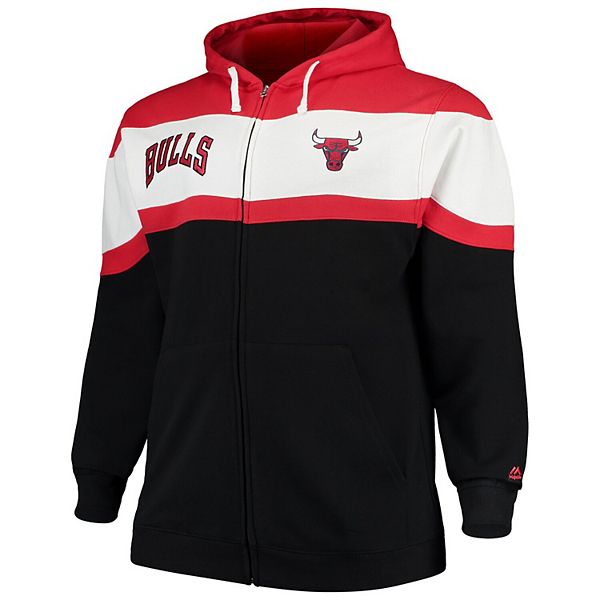Profile Men's Red/Black Chicago Bulls Big & Tall Pieced Body Full-Zip Track Jacket