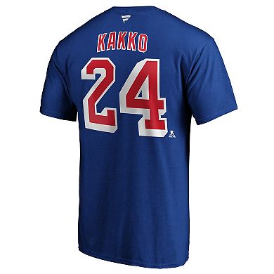 Men's Fanatics Branded Kaapo Kakko Blue New York Rangers Player Authentic Stack Name & Number T-Shirt