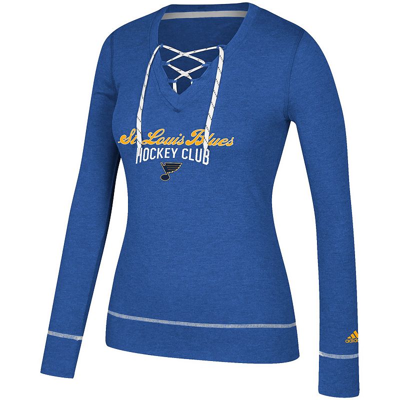 UPC 191526822136 product image for Women's adidas Heathered Blue St. Louis Blues Skate Through Long Sleeve Lace-Up  | upcitemdb.com