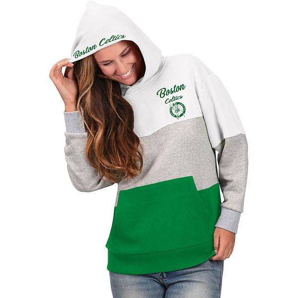 Women's G-III 4Her by Carl Banks White Boston Celtics Basketball Girls Fleece Pullover Hoodie Size: Large
